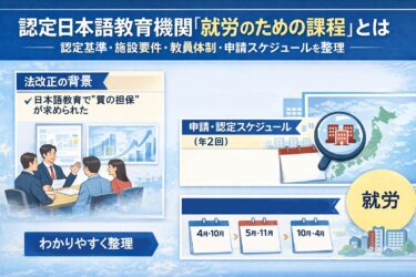 認定日本語教育機関「就労のための課程」とは｜認定基準・施設要件・教員体制・申請スケジュールを整理